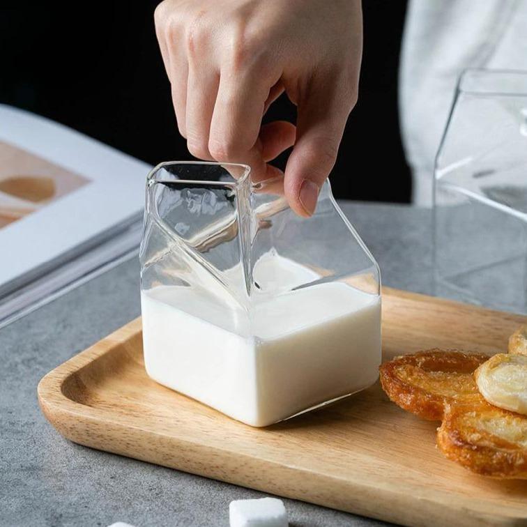 Mini Glass Milk Carton Cup