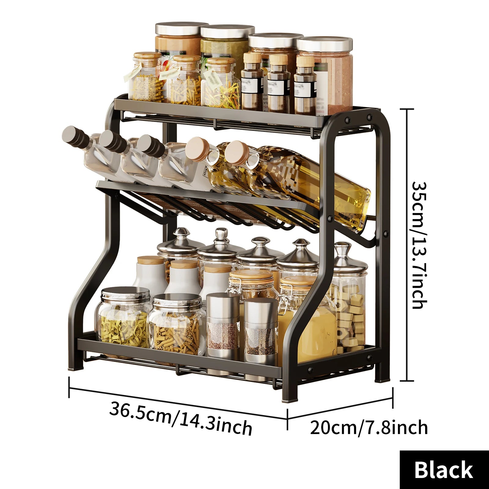 3-tier Seasoning storage rack Kitchen countertop Multifuctional storage holder Stainless Steel