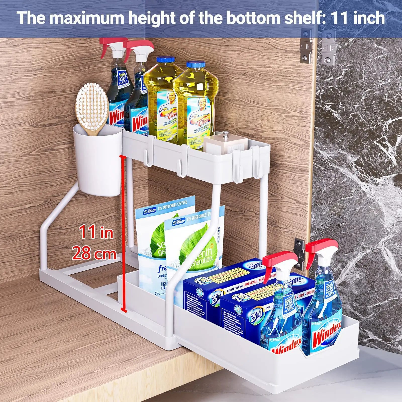 Kitchen Storage Under Sink Organizer 2 Layer Pull Out Multifunctional Drawer Shelf Organizer Bathroom Desktop Cabinet Rack