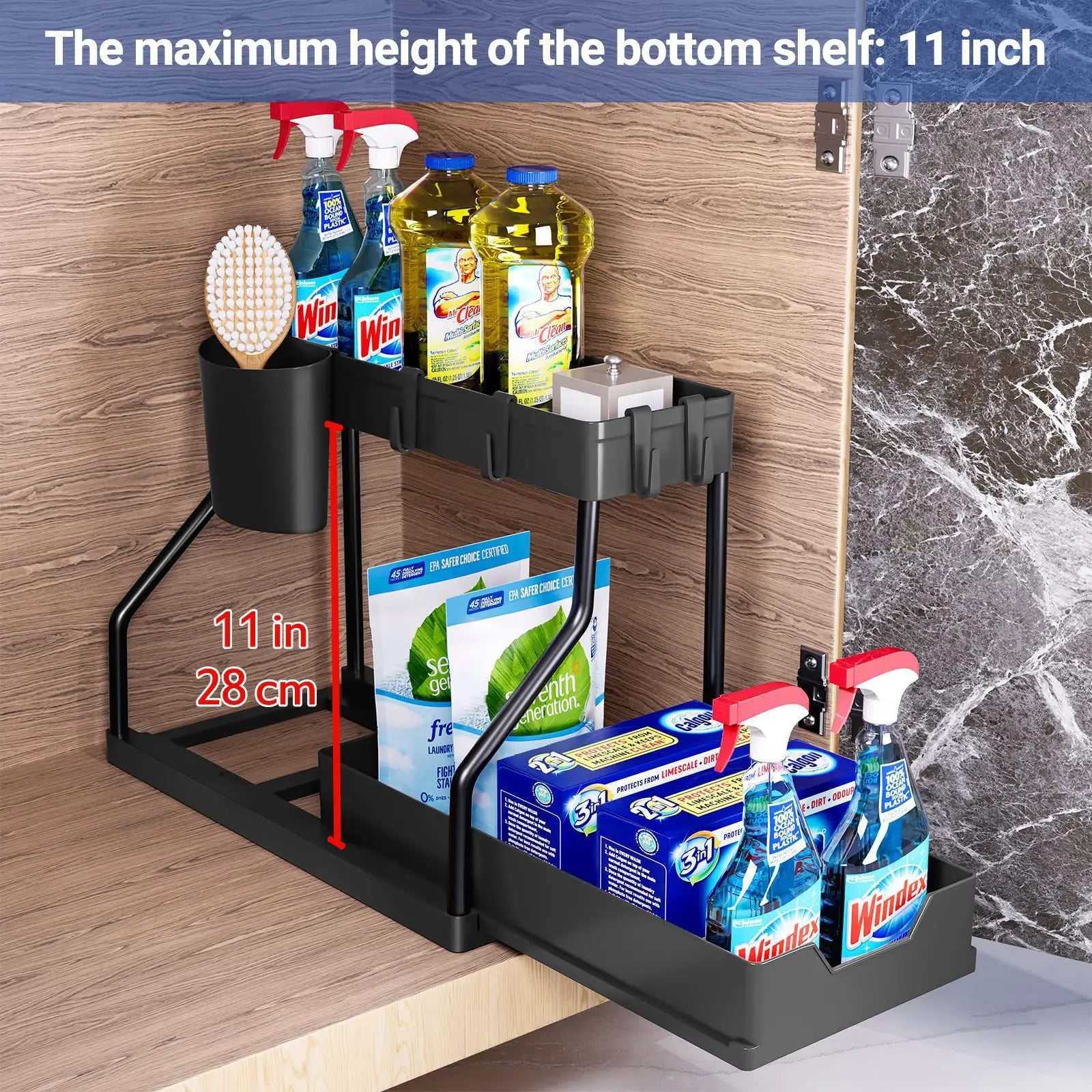 Kitchen Storage Under Sink Organizer 2 Layer Pull Out Multifunctional Drawer Shelf Organizer Bathroom Desktop Cabinet Rack