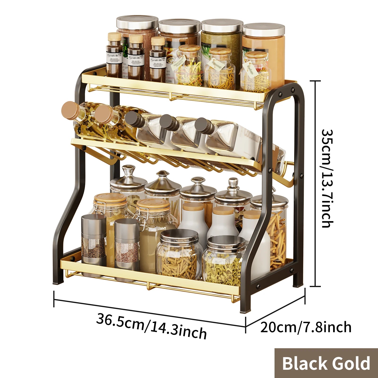 3-tier Seasoning storage rack Kitchen countertop Multifuctional storage holder Stainless Steel