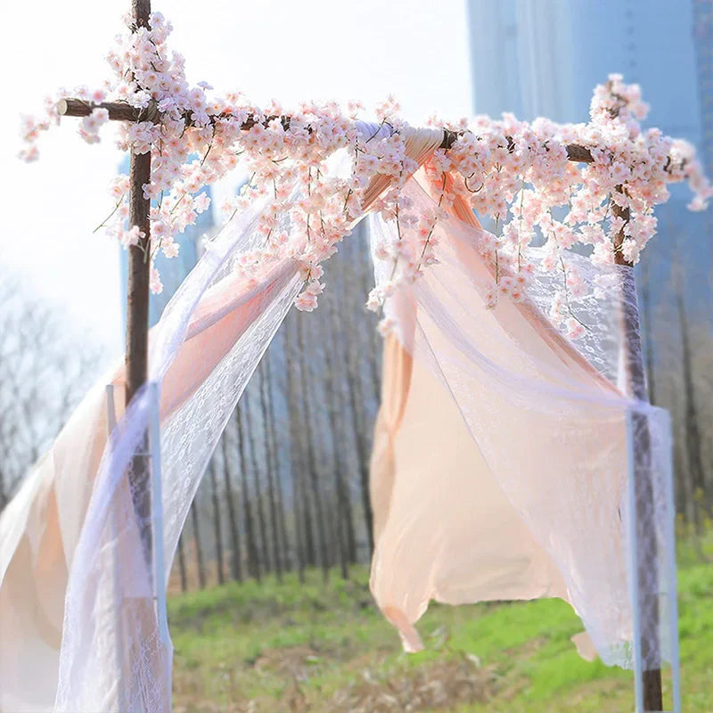 180cm Artificial Flowers Cherry Blossom Sakura Garland Wedding Arch Garden Backdrop Home Party Decoration Silk Fake Plants Vine