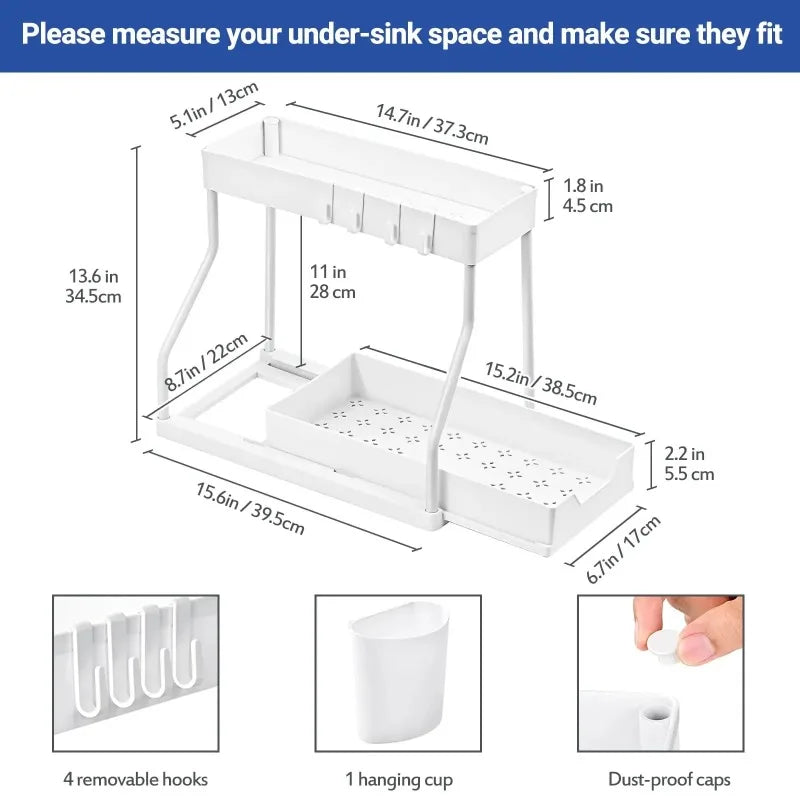 Kitchen Storage Under Sink Organizer 2 Layer Pull Out Multifunctional Drawer Shelf Organizer Bathroom Desktop Cabinet Rack