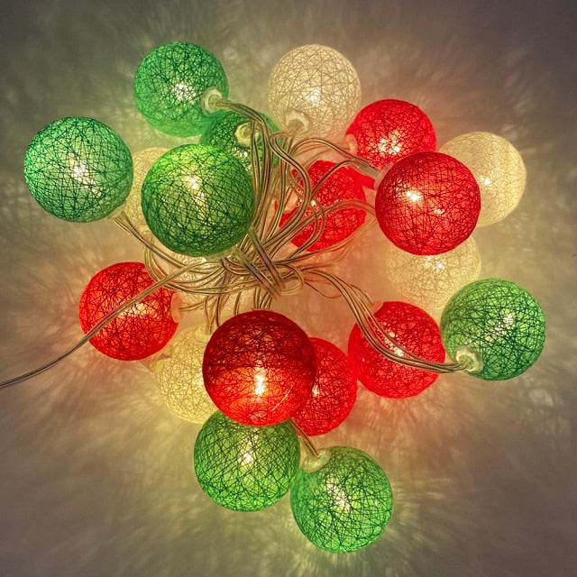 20 LED Cotton Ball Garland String Lights