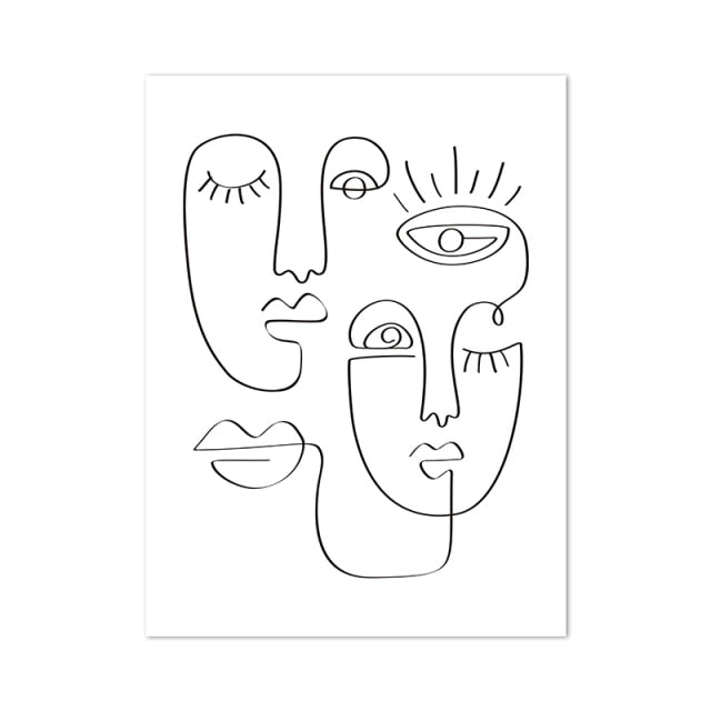 Abstract Woman Face One Line Drawing Poster